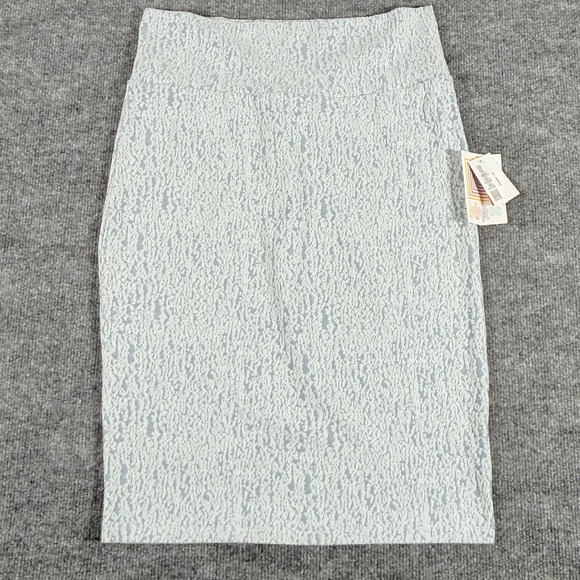 LuLaRoe Dresses & Skirts - LuLaRoe Cassie Pencil Textured Stretch Skirt Womens M Blue White Pull On NWT
